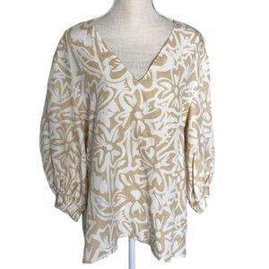 LAFAYETTE 148 NEW YORK Astley Light Garden Print Blouse - XL